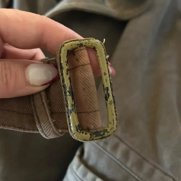 Neiman Marcus Couture Trench Coat with Belted Cuffs and Epaulettes - Picture 12 of 15